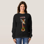 Sweatshirt St Valentine Day Love Giraffe holding roses (Devant entier)