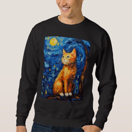 Sweatshirt Starry Night Cat, Van Gogh Cat, Amoureux des chats (Devant)