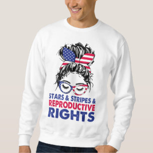 Sweatshirt Stars Stripes Droits de reproduction Messy Bun Ame