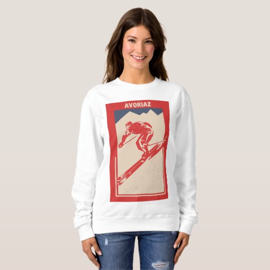 Sweatshirt Station de ski vintage Retro Alpes (Devant entier)