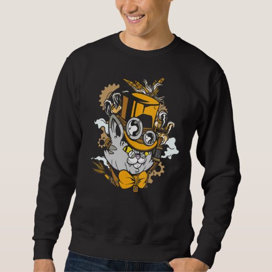 Sweatshirt Steampunk Chat Kitten Médiéval (Devant)