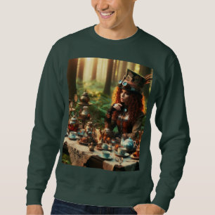 Sweatshirt Steampunk Vintage Victorian Lady Mad Hatter
