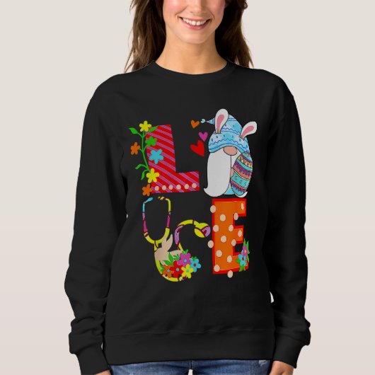 Sweatshirt Stethoscope Scrub Life Nurse Bunny Easter Day (Devant)