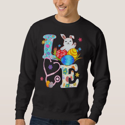 Sweatshirt Stethoscope Scrub Life Nurse Bunny Jour de Pâques  (Devant)