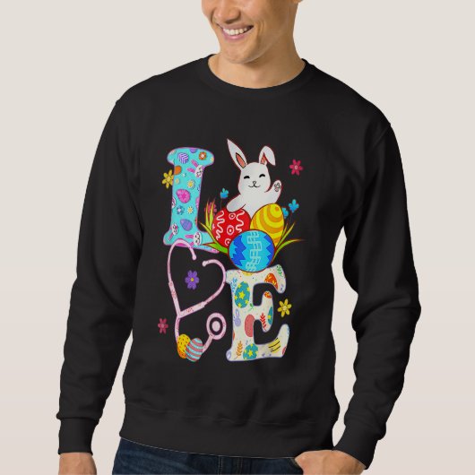 Sweatshirt Stethoscope Scrub Life Nurse mignonne Bunny Joyeux (Devant)