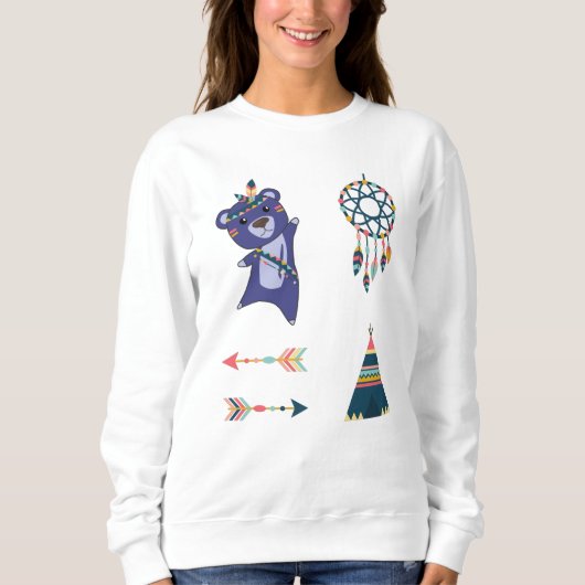 Sweatshirt Sticker indien Ours Set Bear Teepee Dream Catcher (Devant)