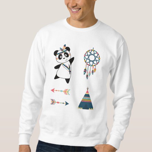 Sweatshirt Sticker indien Panda Bear Set Teepee (Devant)
