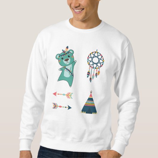 Sweatshirt Stickers Ours Turquoise Indien Tipi (Devant)