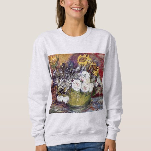Sweatshirt Still Life avec Roses et tournesols - Van Gogh (Devant)