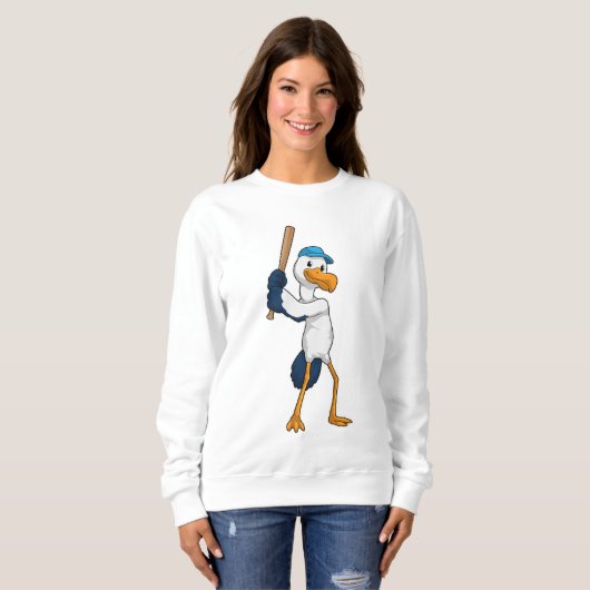Sweatshirt Stork au baseball avec batte de baseball (Devant entier)