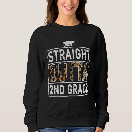 Sweatshirt Straight Outta 2nd Grade T-shirt Leopard Lover Kid (Devant)