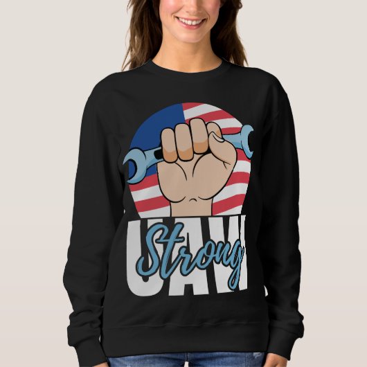 Sweatshirt Strike Red Tee United Auto Workers Picket Sign (Devant)