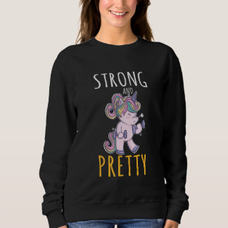Sweatshirt Strong And Pretty Fitness Workout Gym Unicorn 10
