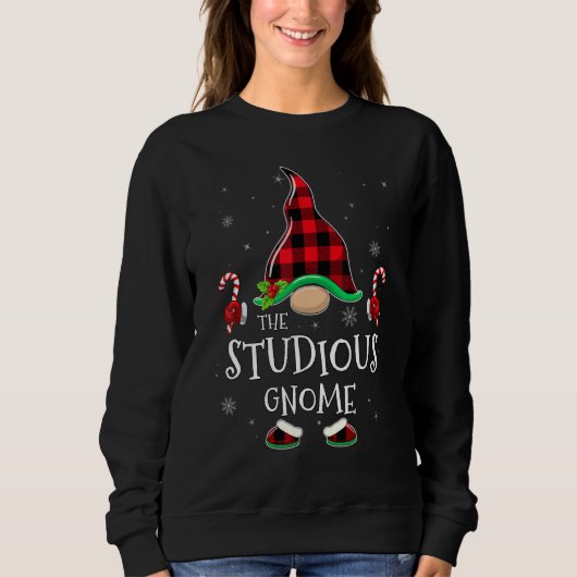 Sweatshirt Studious Gnome Buffalo Plaid Matching Family Chris (Devant)