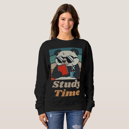 Sweatshirt Study Time Panda Bear Cute  Retro Animal Student (Devant entier)