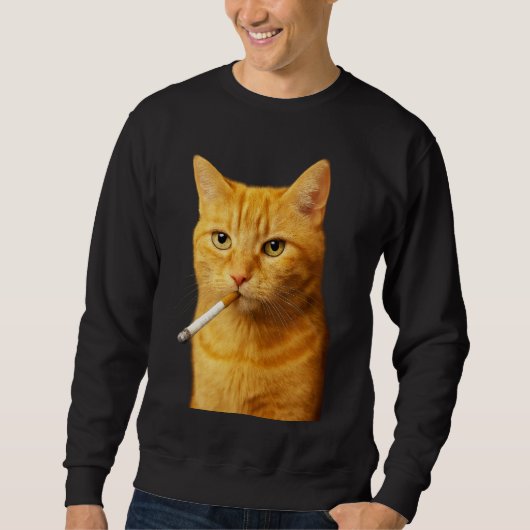 Sweatshirt Stupid Cool Funny Cat Meme Smoking Cat cigarette  (Devant)