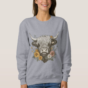 Sweatshirt Style agricole Highland Cow Graphic