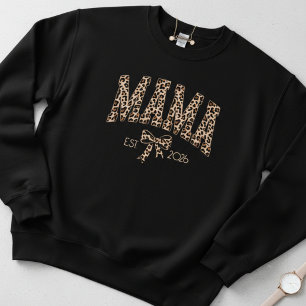 Sweatshirt Style Féminin Gras Varsity Mama Léopard