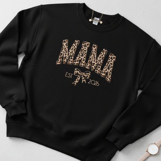 Sweatshirt Style Féminin Gras Varsity Mama Léopard