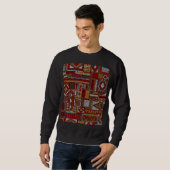 Sweatshirt Style Patchwork Impression ethnique brodée (Devant entier)