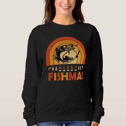 Sweatshirt Style Rétro Merry Fishmas Funky Noël (Devant)