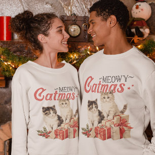 Sweatshirt Style vintage Meowa Catmas Chat Noël