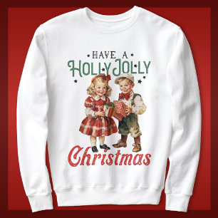 Sweatshirt Style vintage Noël Enfants Holly Jolly
