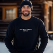 Sweatshirt Stylish Men Black Eat Sleep Créer Slogan Répéter