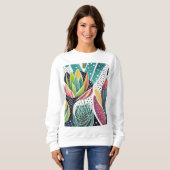 Sweatshirt Succulents en vert et rose (Devant entier)