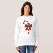 Sweatshirt Sucre de canne Avec Bow Et Christmas Holly (Devant entier)