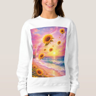 Sweatshirt Sueño Marino de Girasoles: Atardecer en la Playa