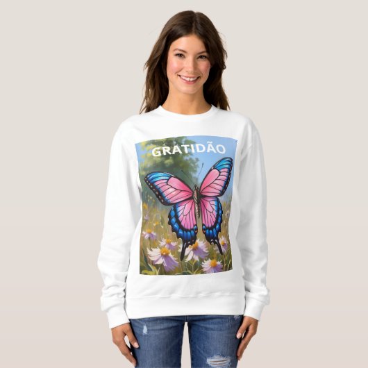 Sweatshirt Suéter Básico Feminino borboleta (Devant entier)