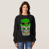 Sweatshirt Sugar Skull Saint Patricks Day Of Dead Lucky Hallo (Devant entier)