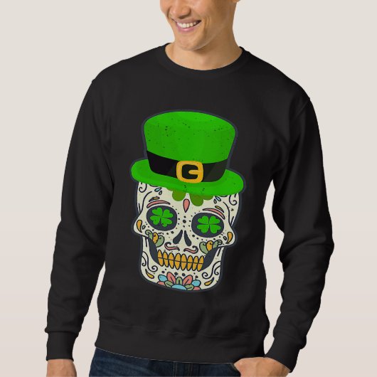 Sweatshirt Sugar Skull Saint Patricks Day Of Dead Lucky Hallo (Devant)