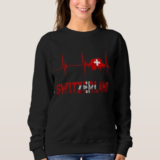 Sweatshirt Suisse Hearbeat EKG Pulse Schweiz Drapeau suisse (Devant)