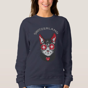 Sweatshirt Suisse Soccer Chat Mascotte Fan drapeau suisse