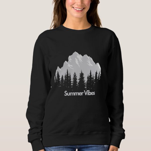 Sweatshirt Summer Vibes Mountain, Adventure Uniq Design For S (Devant)