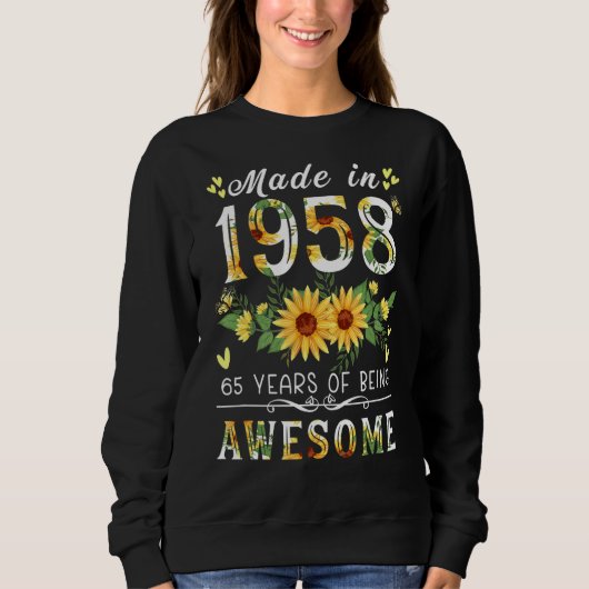 Sweatshirt Sunflower 65e anniversaire pour les femmes Floral  (Devant)