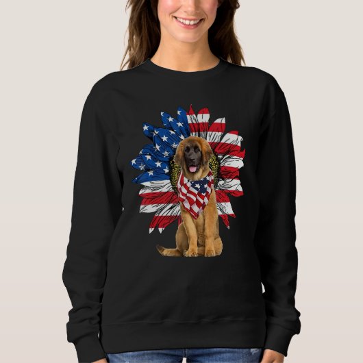 Sweatshirt Sunflower American Flag Leonberger 4th Of July Pra (Devant)