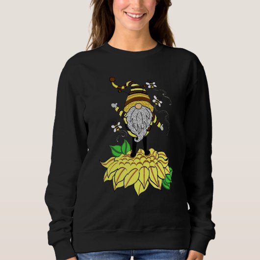 Sweatshirt Sunflower Gnome With Bee  Hippie Gnome For Flower  (Devant)