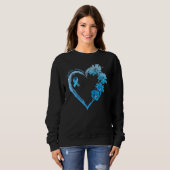 Sweatshirt Sunflower Heart Blue Ribbon Diabetes Awareness Mon (Devant entier)