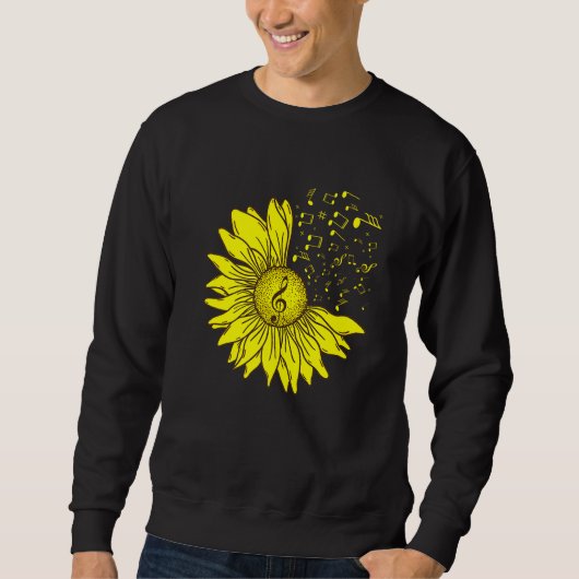 Sweatshirt Sunflower Musical Instrument Music Notes Flower  M (Devant)