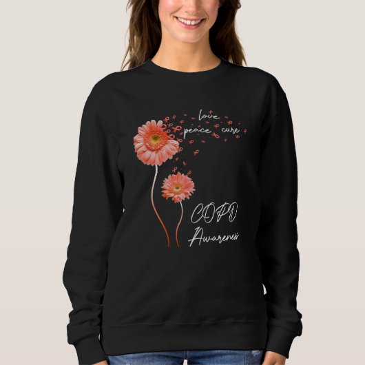 Sweatshirt Sunflower Peace Love Cure Orange Ribbon COPD Aware (Devant)