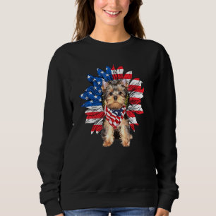 Sweatshirt Sunflower Yorkshire Terrier Chien Drapeau américai