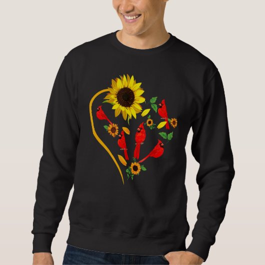Sweatshirt Sunflowers Cardinal Birds Cute Heart Shape Funny B (Devant)