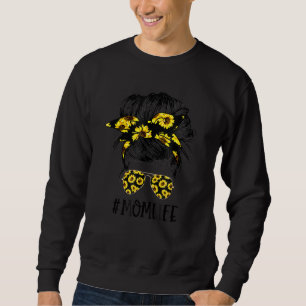 Sweatshirt Sunflowers Maman Vie Maman Crâne Bun Cheveux Lunet