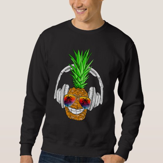 Sweatshirt Sunglasses Pineapple Headphones Aloha Hawaii Luau  (Devant)