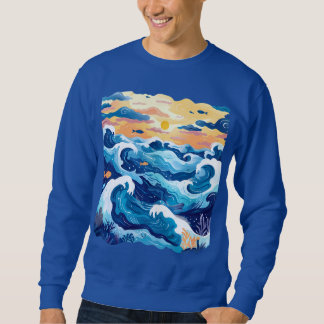 Sweatshirt Sunset Ocean Waves T-Shirt – Artistic Sea and Sky 