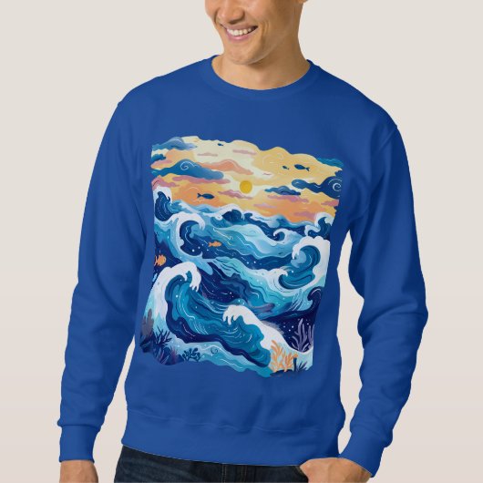 Sweatshirt Sunset Ocean Waves T-Shirt – Artistic Sea and Sky (Devant)