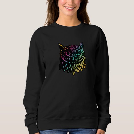 Sweatshirt Superbe tête de hibou colorée (Devant)